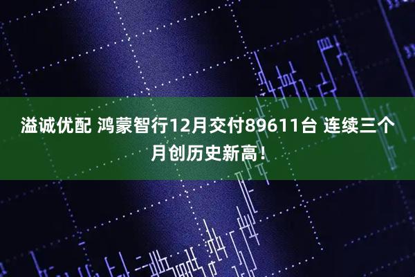 溢诚优配 鸿蒙智行12月交付89611台 连续三个月创历史新高！